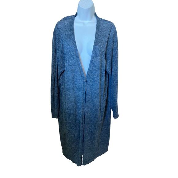 Vtg Eileen Fisher Organic Linen Button Down Cardigan Blue  2X - Picture 1 of 10